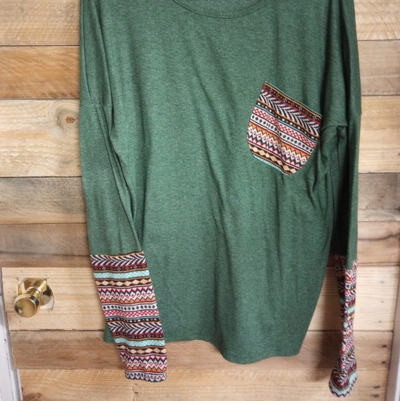 POGTMM Women's Fall Long Sleeve Tops Aztec Southwest Pattern T-Shirt Large - Picture 7 of 10
